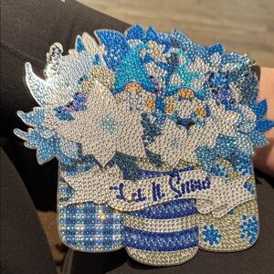 Completed Diamond Art Gnome and Poinsettia Wall Hanging